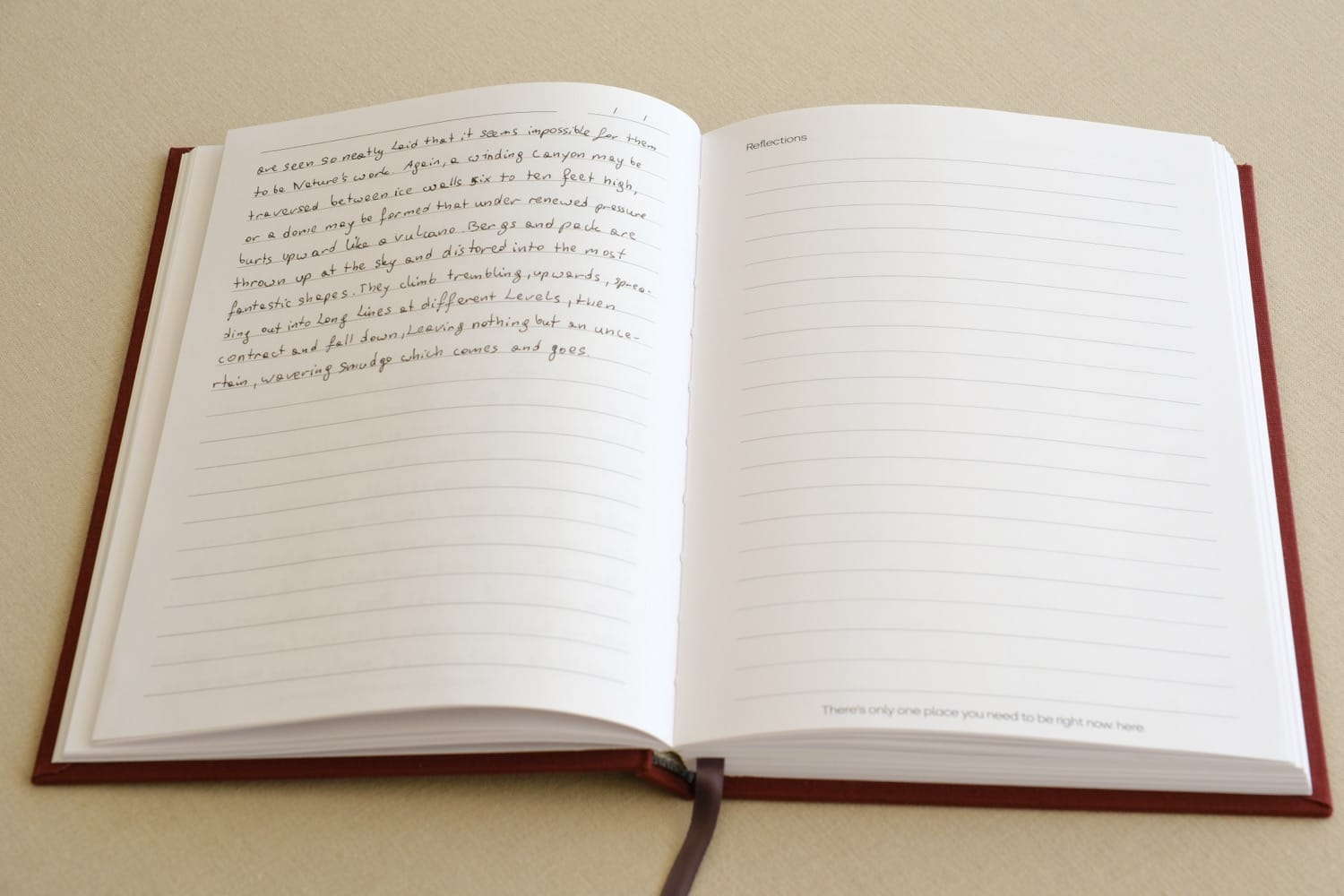 The reverse of a written page in the 120gsm be still journal, showing faint show-through but no bleed-through